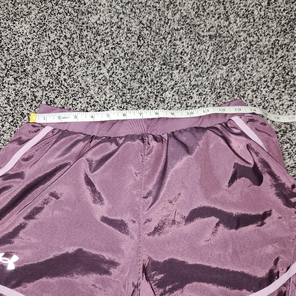 under armour fly‎ by shorts Size Medium Loose Purple Metallic Inside Liner Nwot - Picture 5 of 9